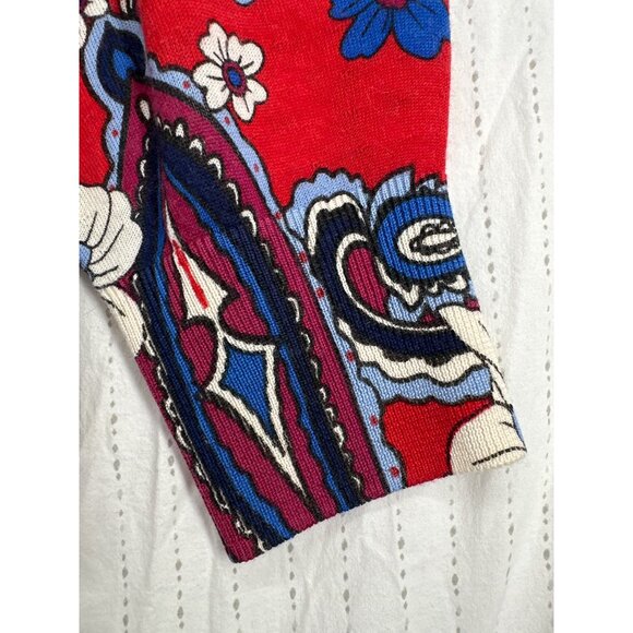 Talbots Womens Sweater Sz XL Petite Red Paisley Floral Merino Wool NEW MSRP $110 - Picture 4 of 13
